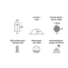 High Peak, Vision 2, kvalitets Pop Up-tält för 2 personer